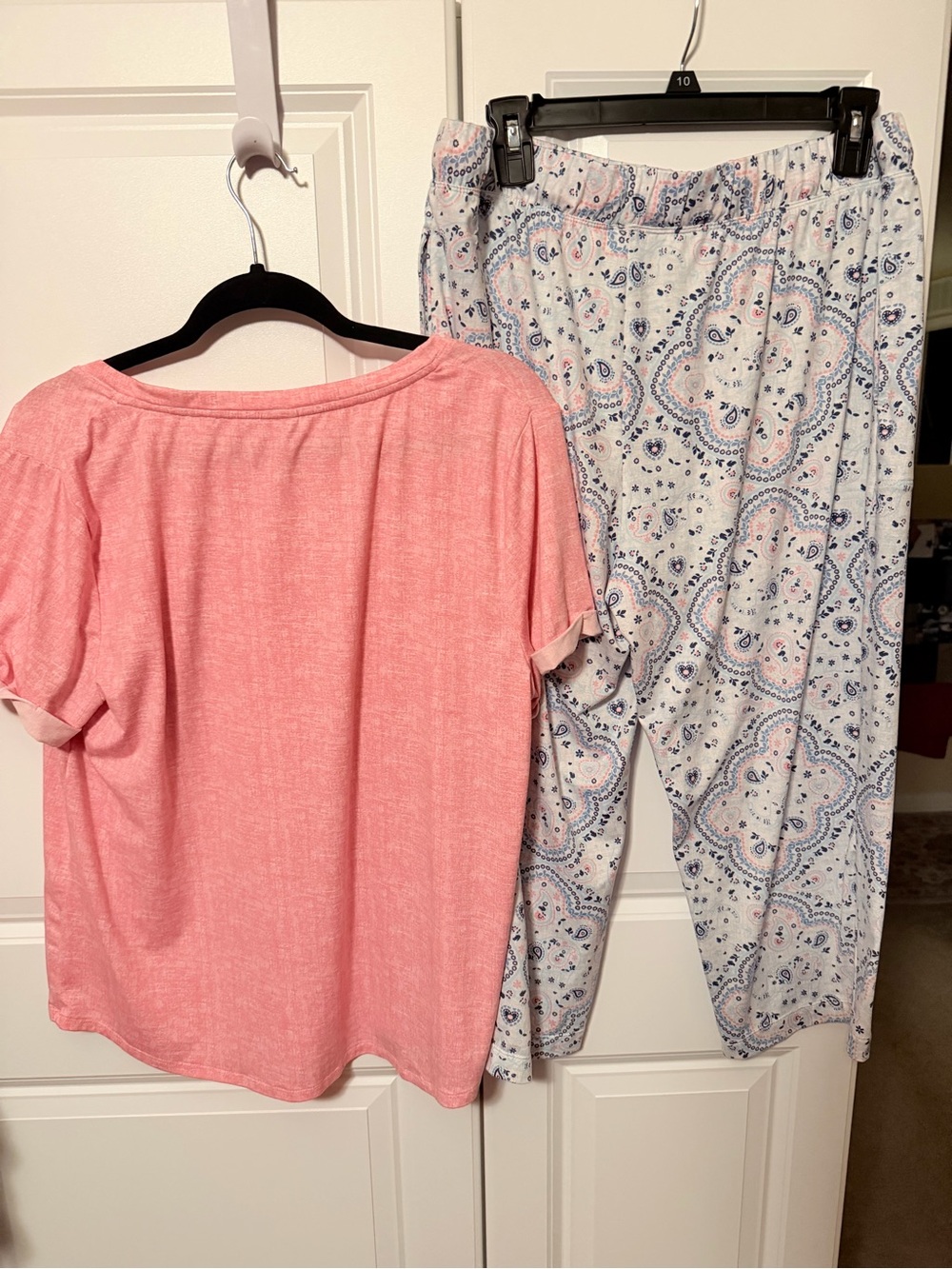 new directions Pink Short Sleeve Top with Paisley Print Pajama Pants - Picture 2 of 4